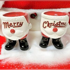 NEW Pair of Vintage Santa w/ Boots Merry Christmas
Candle Holders Japan Kitschy